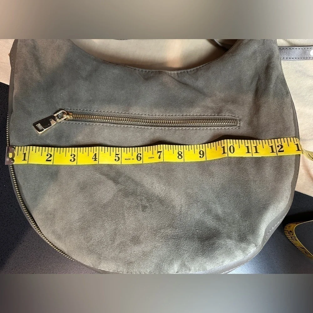 I.N.C. International Concepts Dark Sage Green Faux Suede & Faux Leather Hobo Bag